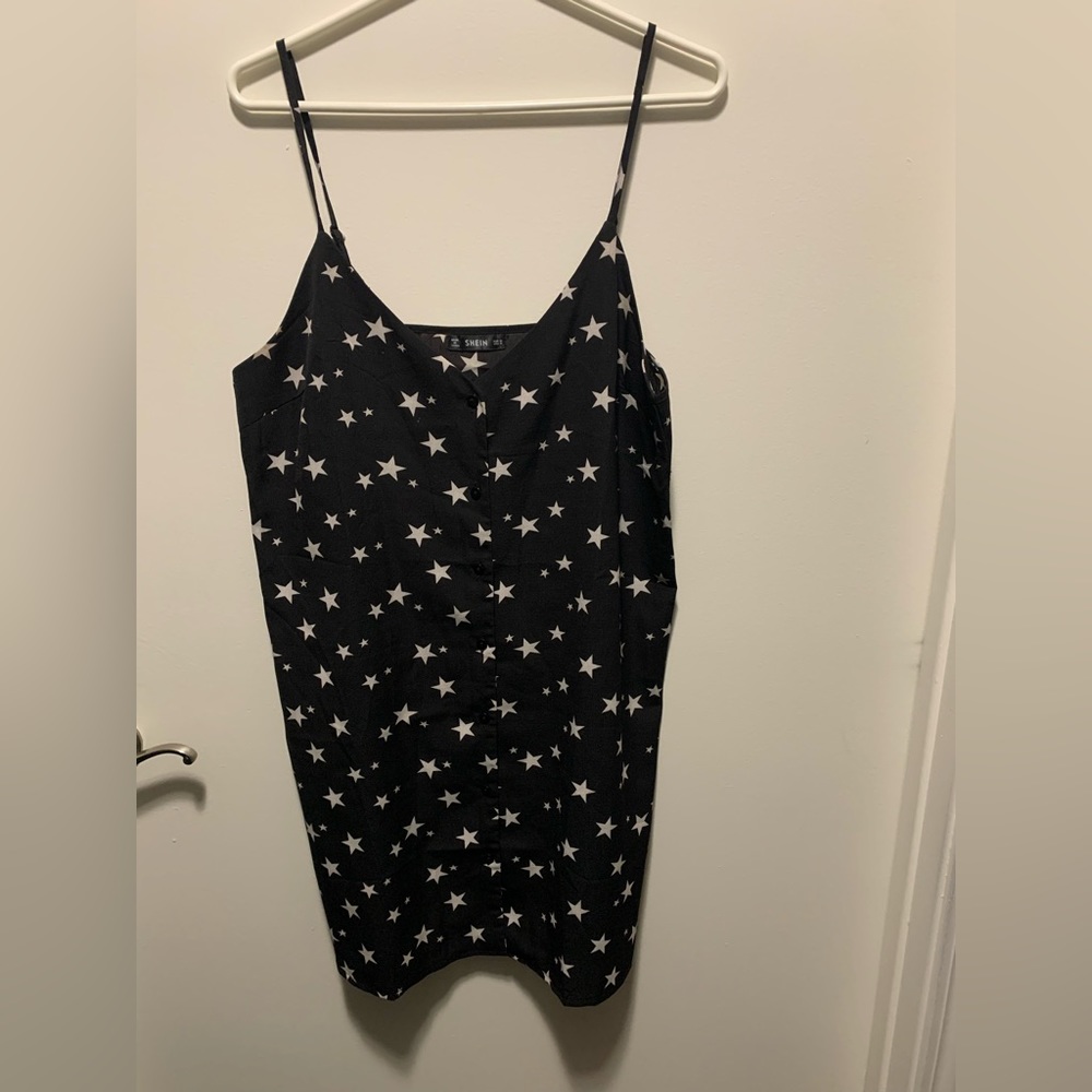 Black Star Button Up Dress